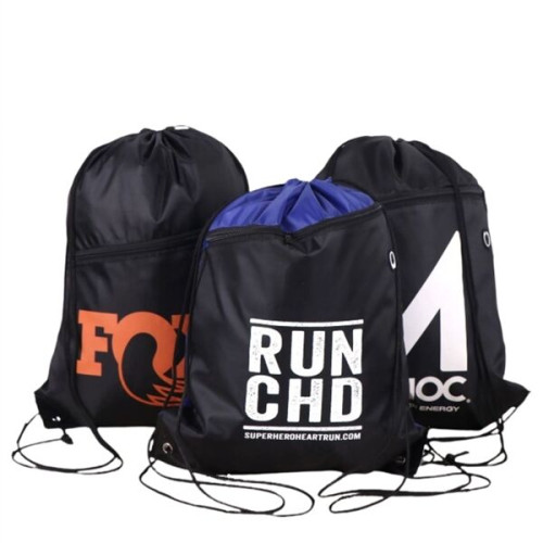 Drawstring Backpack w/ Front Pocket & Earphone Slot 14"x18"
