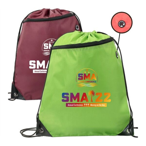 Drawstring Backpack w/ Front Pocket & Earphone Slot 14"x18"