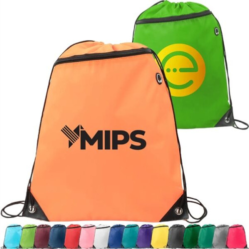 Drawstring Backpack w/ Front Pocket & Earphone Slot 14"x18"