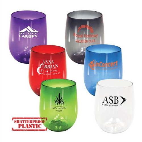 12 oz. Plastic Stemless Wine Glass