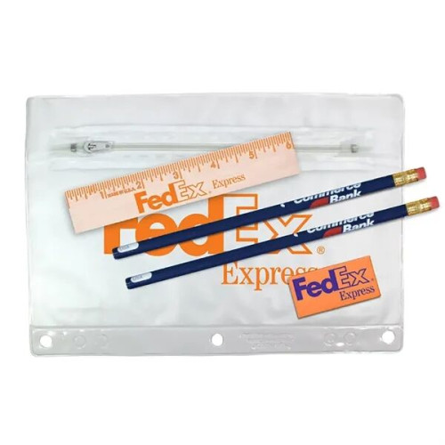 Clear Translucent School Kit with 2 Pencils