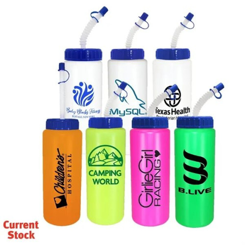 32 oz. Sports Bottle with Flexible Straw