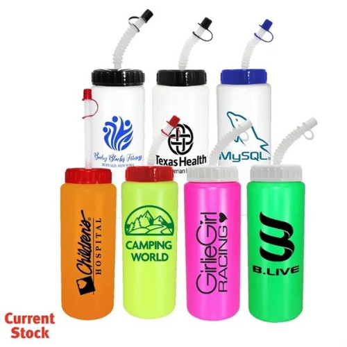 32 oz. Sports Bottle with Flexible Straw