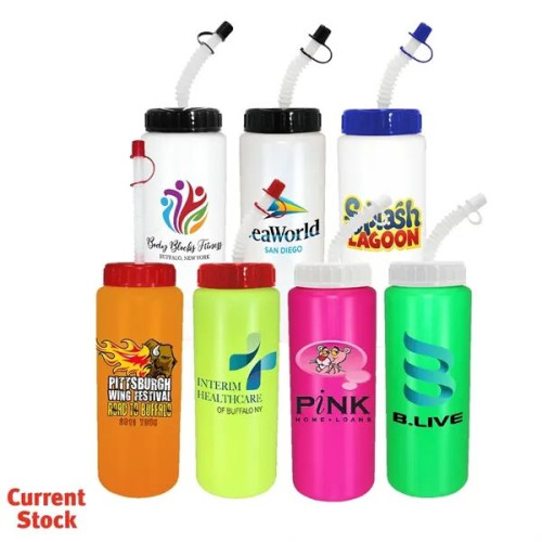 32 oz. Sports Bottle with Flexible Straw