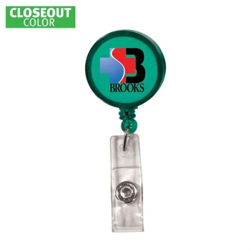 Round Retractable Badge Holder w/ Alligator Clip, Full Color