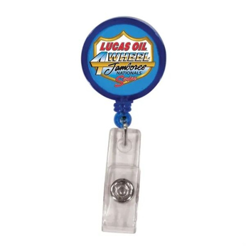 Round Retractable Badge Holder w/ Alligator Clip, Full Color