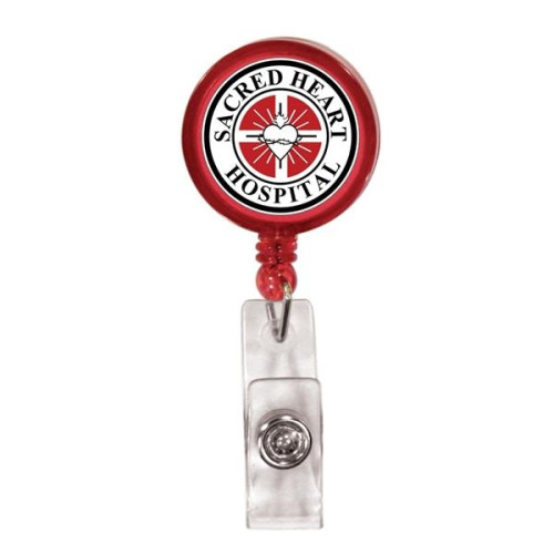 Round Retractable Badge Holder w/ Alligator Clip, Full Color