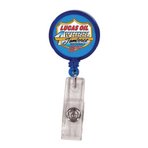 Round Retractable Badge Holder w/ Alligator Clip, Full Color