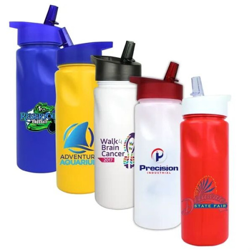 24 Oz. Cycle Bottle with Straw Cap Lid, Full Color Digital