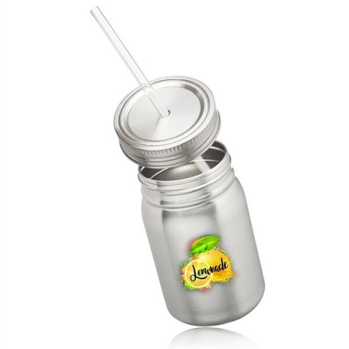 22 oz. BPA free Stainless Steel Mason Jar w/ Straw & Lid