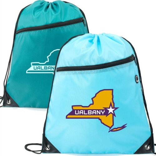 Drawstring Backpack w/ Front Zip Pocket & Earphone (14"x18")