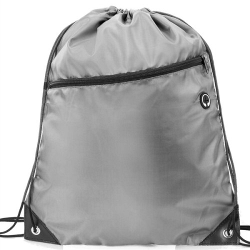 Drawstring Backpack w/ Front Zip Pocket & Earphone (14"x18")