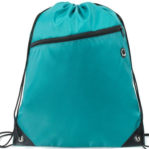 Drawstring Backpack w/ Front Zip Pocket & Earphone (14"x18")