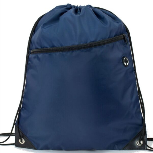 Drawstring Backpack w/ Front Zip Pocket & Earphone (14"x18")