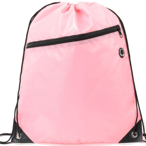 Drawstring Backpack w/ Front Zip Pocket & Earphone (14"x18")