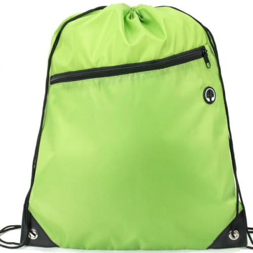 Drawstring Backpack w/ Front Zip Pocket & Earphone (14"x18")