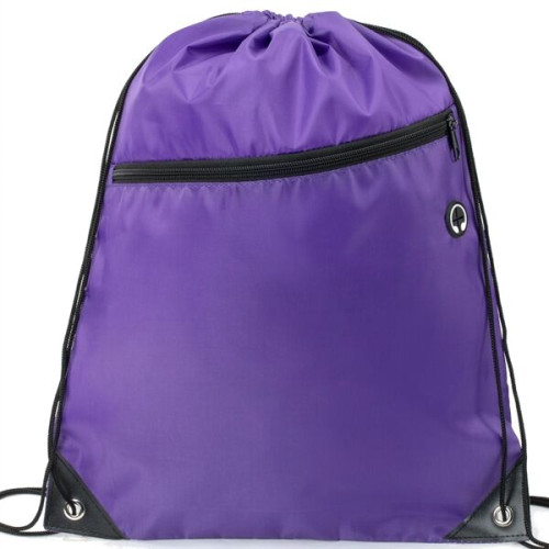 Drawstring Backpack w/ Front Zip Pocket & Earphone (14"x18")