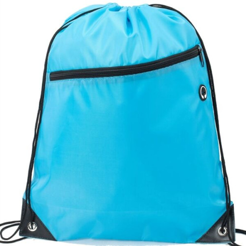 Drawstring Backpack w/ Front Zip Pocket & Earphone (14"x18")