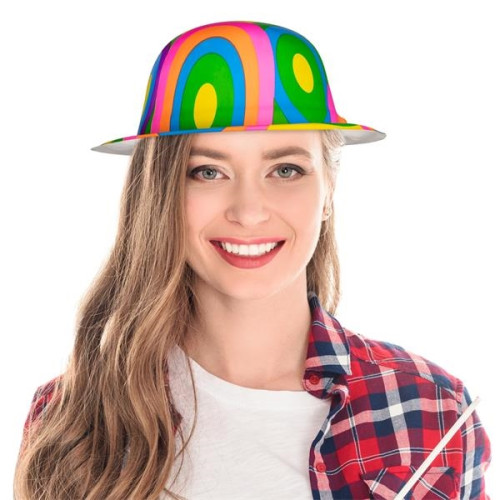 Rainbow Plastic Derby Hat
