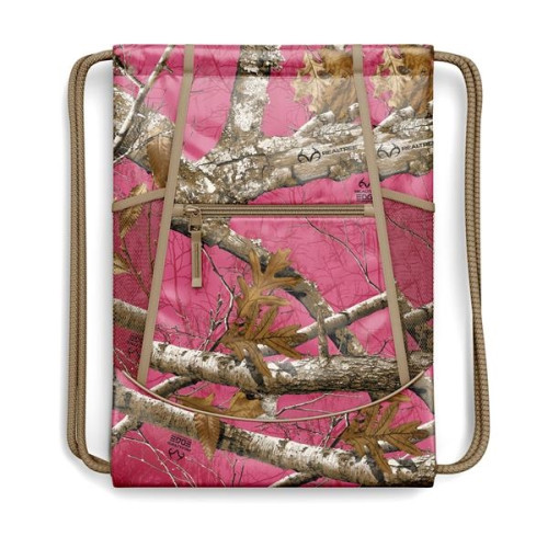 Drawstring Camo Backpack w/ Front Zipper Bag (13" x 18")