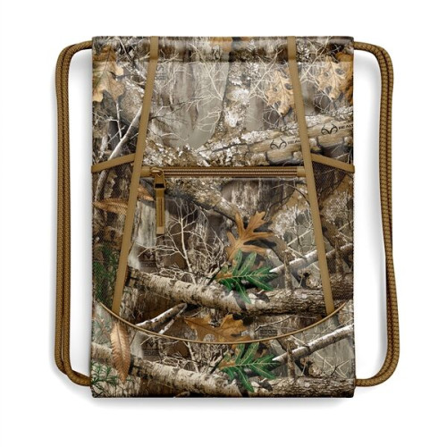 Drawstring Camo Backpack w/ Front Zipper Bag (13" x 18")
