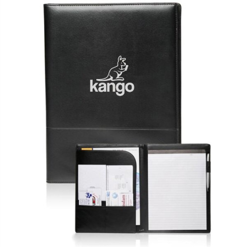Executive Black Stitched Leather Portfolio Journal