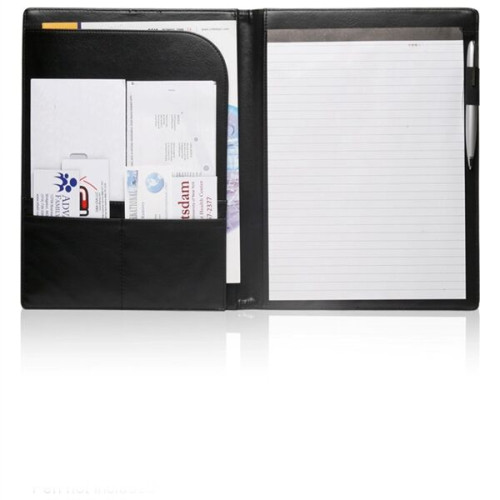 Executive Black Stitched Leather Portfolio Journal