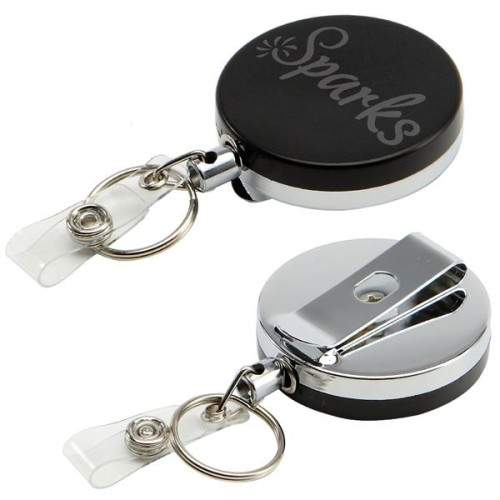 Outdoor Heavy Duty Round Metal Badge Reel w/ Belt Clip