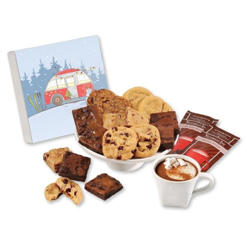 Gourmet Cookie & Brownie Gift Box with Winter Camper Sleeve