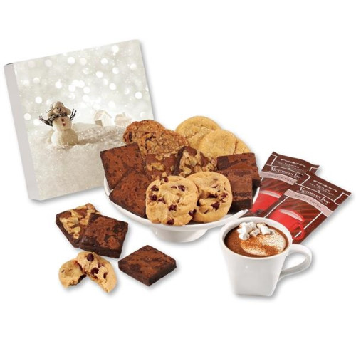 Gourmet Cookie & Brownie Gift Box with Snowman Sleeve