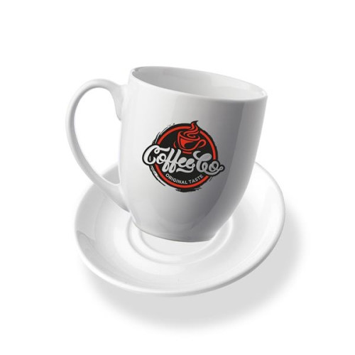 16 oz. Bistro Glossy Coffee Mugs with Ceramic Coaster