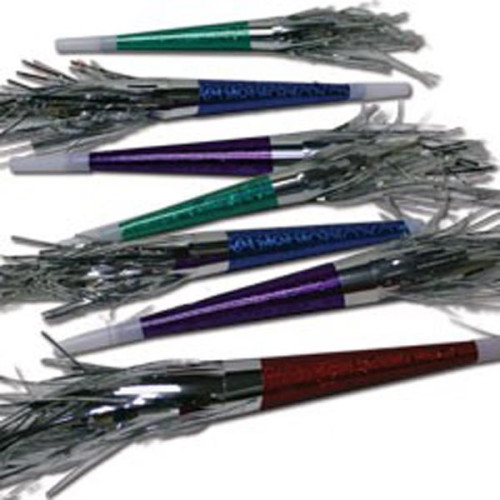 Assorted Color Fringed Party Horns