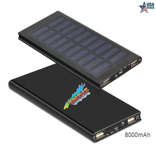 8000mAh Solar Power Bank With Two USB Output