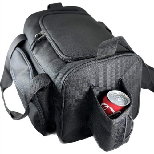 12-Can Cooler Double Zipper Bag & Zip Pocket Bottle Holder