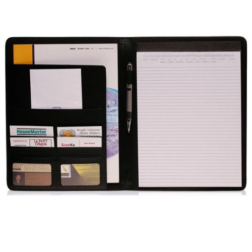 Smooth Surface Leather Portfolio with Pen Loop & File pocket