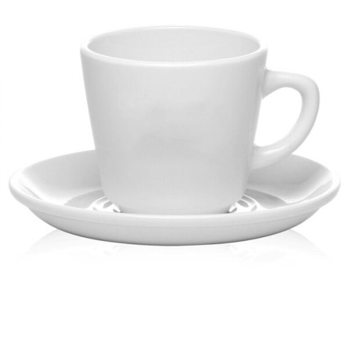 7.5 oz. White Porcelain Latte Mugs with Saucer