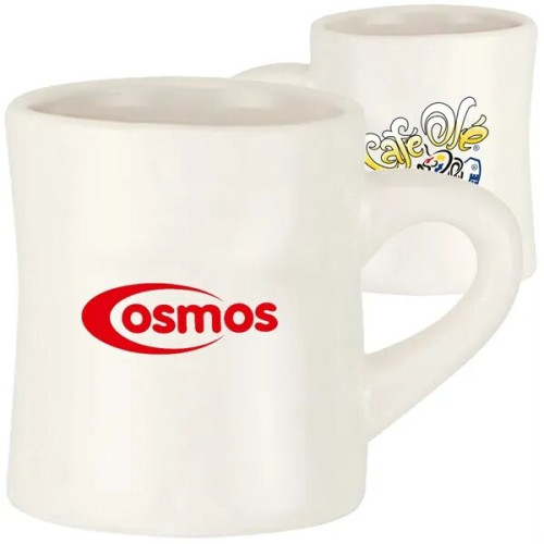 11 oz. Milky White Ceramic Diner Mugs w/ Custom Logo