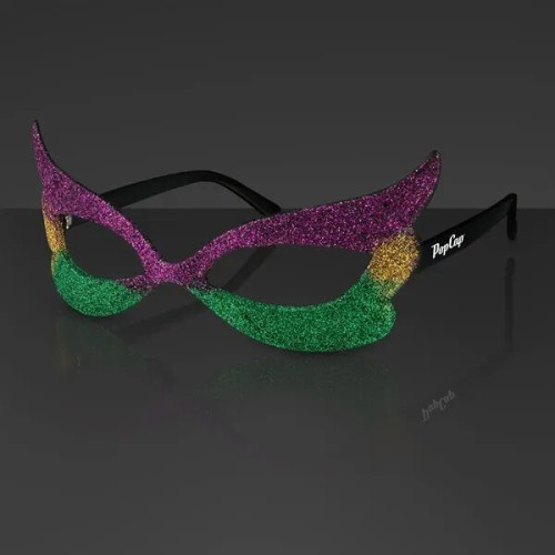 Mardi Gras Eyeglasses, Glitter Frames (Non-Light Up)