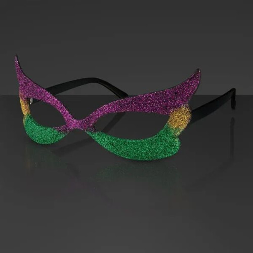 Mardi Gras Eyeglasses, Glitter Frames (Non-Light Up)