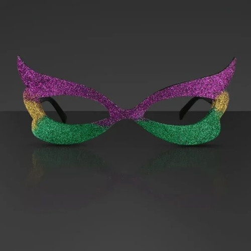 Mardi Gras Eyeglasses, Glitter Frames (Non-Light Up)