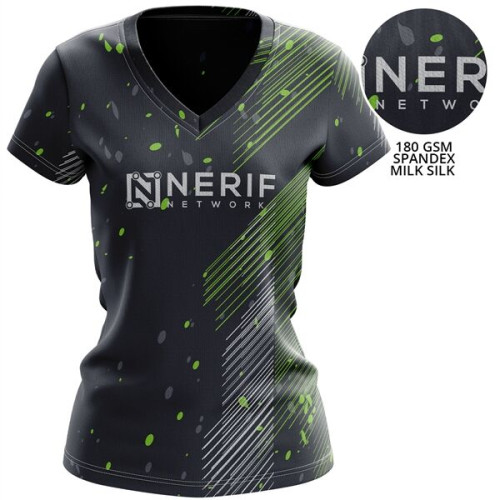 Women's 180 GSM Spandex MilkSilk Short Sleeve V-Neck T-Shirt