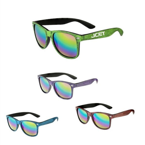 Matte Woodgrain Finish sunglass with Mirrored Glass UV Prote