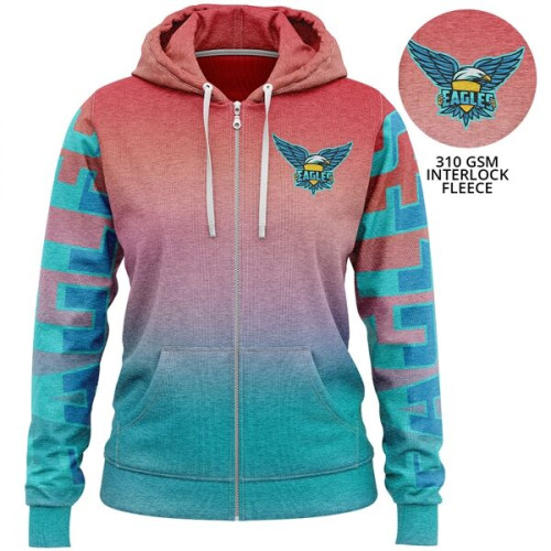 Women's 310 GSM Fleece Sublimation Full Zip Hoodie w/ Pocket