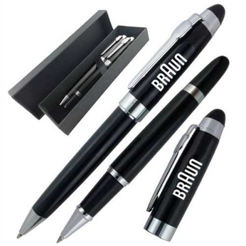 Executive Metallic Pen Set Ballpoint & Roller ball