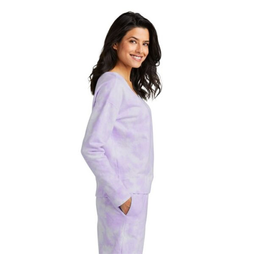 Port & Co Women's Beach Wash Cloud Tie-Dye V-Neck Sweatshirt