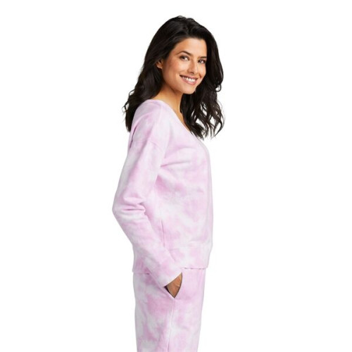 Port & Co Women's Beach Wash Cloud Tie-Dye V-Neck Sweatshirt