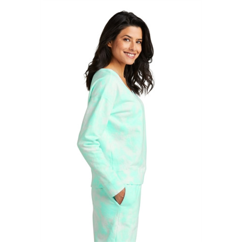 Port & Co Women's Beach Wash Cloud Tie-Dye V-Neck Sweatshirt