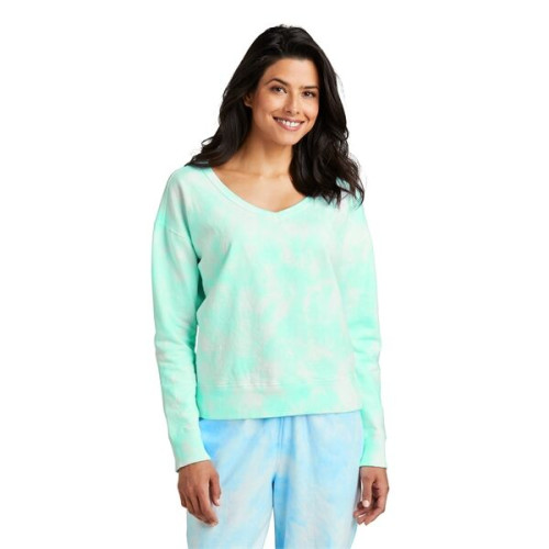 Port & Co Women's Beach Wash Cloud Tie-Dye V-Neck Sweatshirt