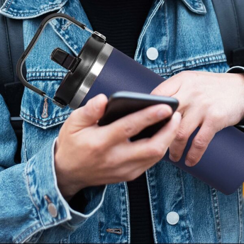 30oz. Stainless Steel Insulated Mug with Handle and Built-In