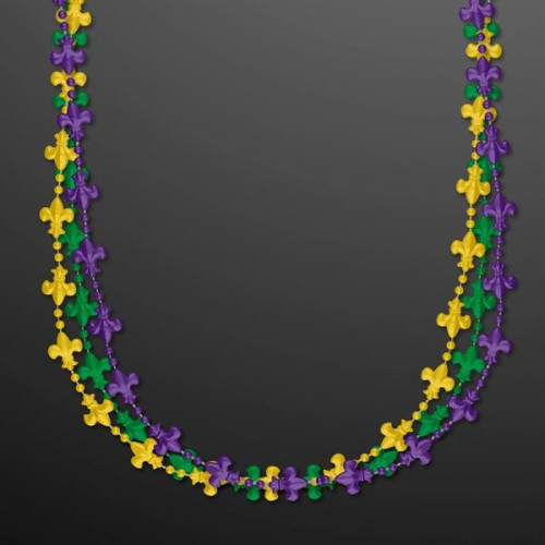 Fleur de Lis Beads for Mardi Gras (Non-Light Up)